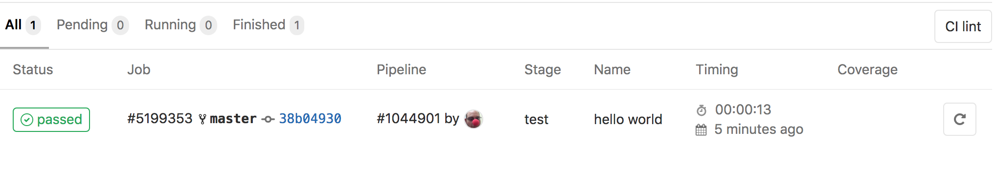 CI/CD Jobs Page