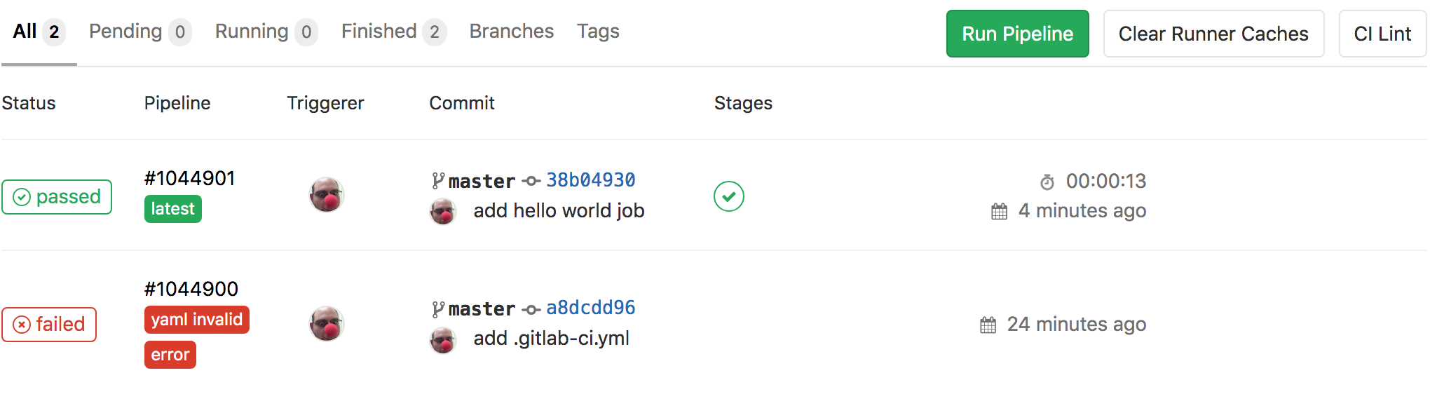 CI/CD Pipelines Page