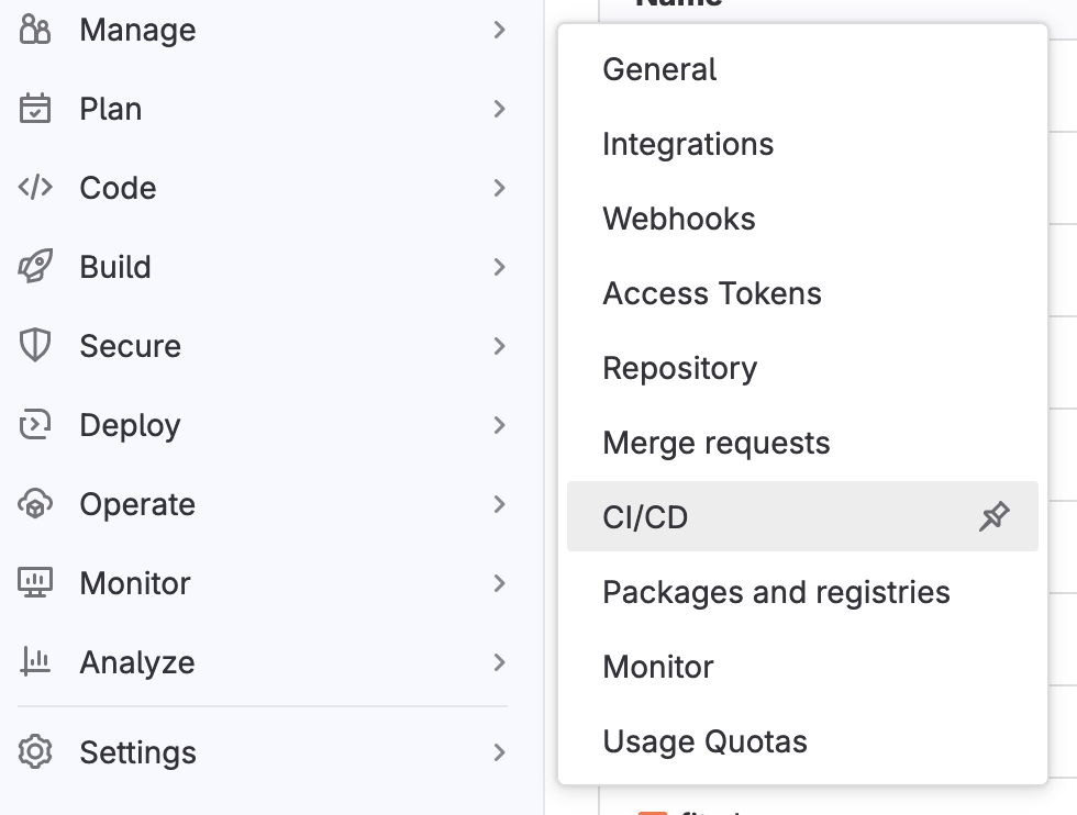 CI/CD Repo Settings